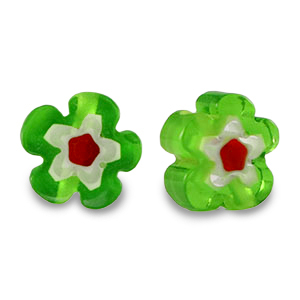 Abalorios Millefiori flor Verde primavera