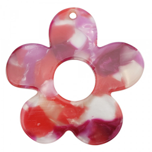 Colgantes de resina flor Multicolor rosa