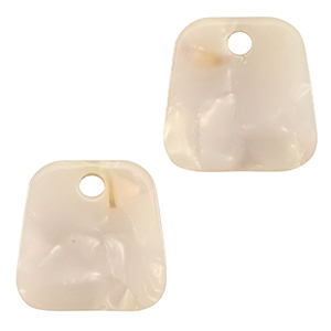 Colgantes de resina trapecio Blanco nacar-rosa
