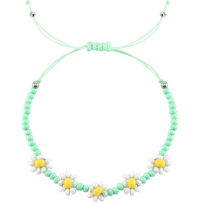 Pulseras Trendy flor Verde menta-blanco