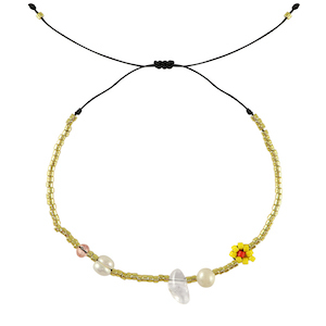 Pulseras Trendy abalorios mixtas Amarillo-rosa-dorado
