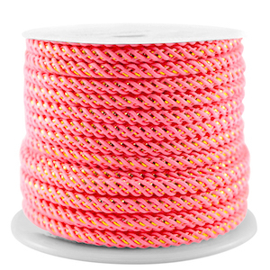 Cord&oacute;n trendy 3mm Rosa ne&oacute;n-dorado