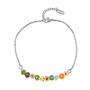 Pulseras Acero Inox millefiori Plateado-multicolor
