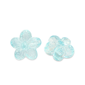 Abalorios acr&iacute;licos flor Transparente azul turqueza