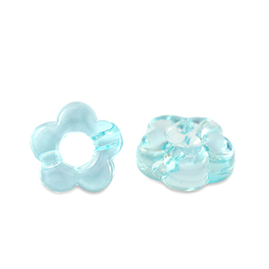 Abalorios acr&iacute;licos flor Transparente azul turqueza