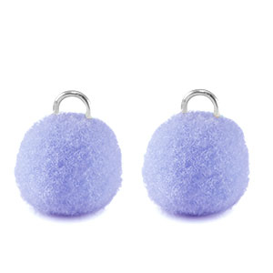 colgantes pomp&oacute;n con anilla 10mm Plateado-morado b&iacute;garo