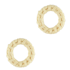 Colgantes rat&aacute;n 24mm Blanco natural