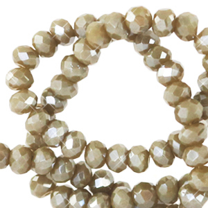 Abalorios faceteados 4x3mm disco Verde caqui-cubierta pearl shine