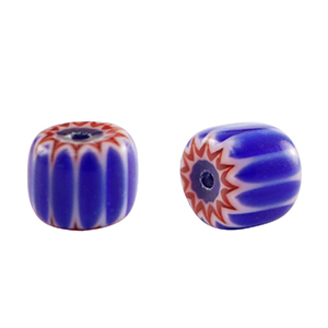 Abalorios Millefiori tubo Azul-rojo