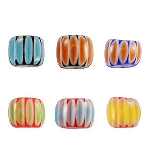 Abalorios Millefiori tubo Multicolor azul-naranja