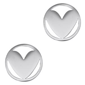 Colgantes Acero Inox entrepieza coraz&oacute;n Plateado