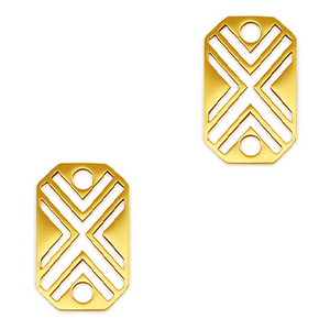 Colgantes Acero Inox entrepieza oct&oacute;gono X Dorado