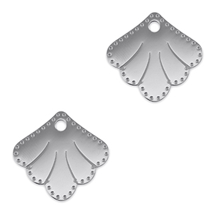 Colgantes Acero Inox entrepieza concha Plateado