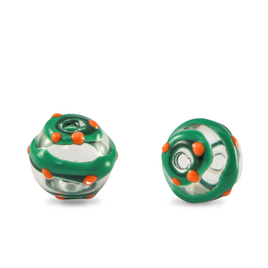 Abalorios de cristal pintados a mano 8mm Transparente-verde naranja