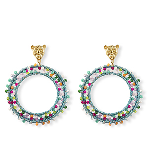 Pendientes faceteados 60mm Dorado-multicolor