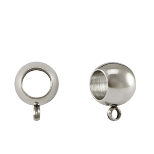 Fornituras Acero Inox abalorio con anilla 8x5mm plata Plateado