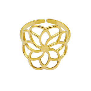 Anillos Acero Inox flor Dorado