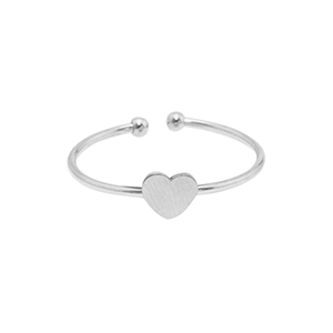 Anillos Acero Inox  coraz&oacute;n Plateado