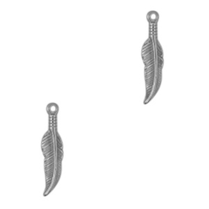 Colgantes Acero Inox pluma Plata vieja