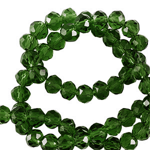 Abalorios faceteados disco 6x4mm Verde esmeralda oscuro