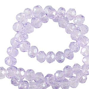 Abalorios faceteados disco 4x3mm P&uacute;rpura malva claro
