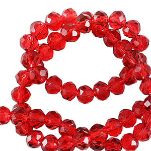 Abalorios faceteados disco 3x2mm Rojo caramelo