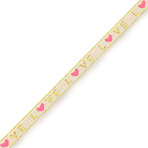 Cinta con texto "love" Rosa p&aacute;lido-dorado