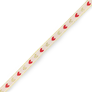 Cinta con texto corazon Rosa p&aacute;lido-dorado rojo