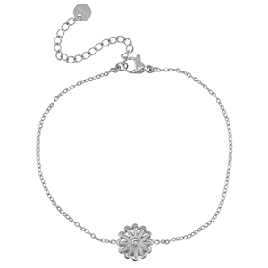 Pulseras Acero Inox flor Plateado