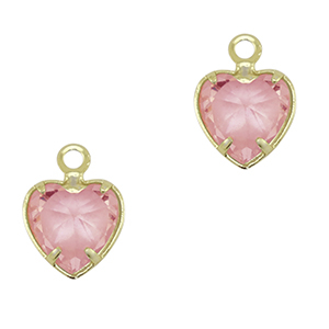 Colgantes de cristal coraz&oacute;n Rosa-dorado