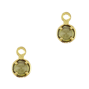Colgantes de cristal Verde oliva-dorado