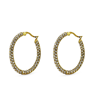 Pendientes Acero Inox criolla zirc&oacute;n Dorado