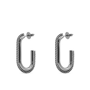 Pendientes Acero Inox ovalado Plateado