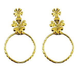Pendientes Acero Inox flor Dorado