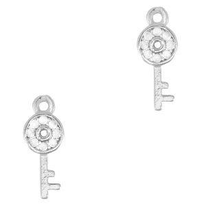 Metal TQ lat&oacute;n colgantes llave Plateado