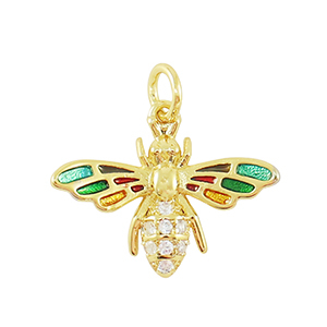 Metal TQ lat&oacute;n colgante zirconia Abeja Dorado