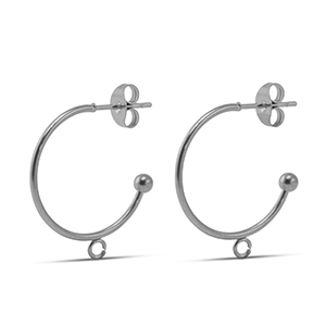 Pendientes Acero Inox 19mm Plateado