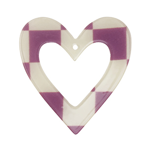 Colgantes de resina coraz&oacute;n P&uacute;rpura-beige