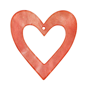 Colgantes de resina coraz&oacute;n Rojo coral