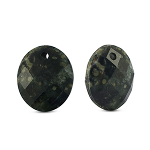Colgantes de piedra natural Vidrio &oacute;valo Negro-gris