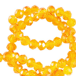 Abalorios faceteados disco 6x4mm Naranja vibrante
