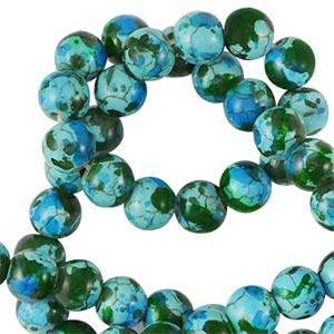 Abalorios de cer&aacute;mica 6mm Verde-azul