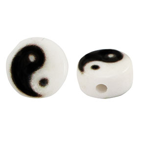 Abalorios letras acr&iacute;licas Yin & Yang Blanco-negro