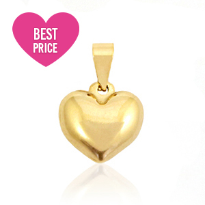 Colgantes Acero Inox coraz&oacute;n bola Dorado