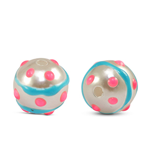 Abalorios acr&iacute;licos puntos Perla azul-rosa