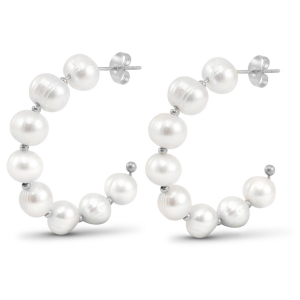 Pendientes Acero Inox perlas Plateado