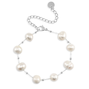Pulseras Acero inox perlas Plateado