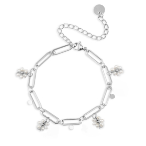 Pulseras Acero inox perlas Plateado