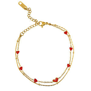 Pulseras Acero Inox coraz&oacute;n Dorado