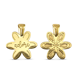 Colgantes Acero Inox flor Dorado